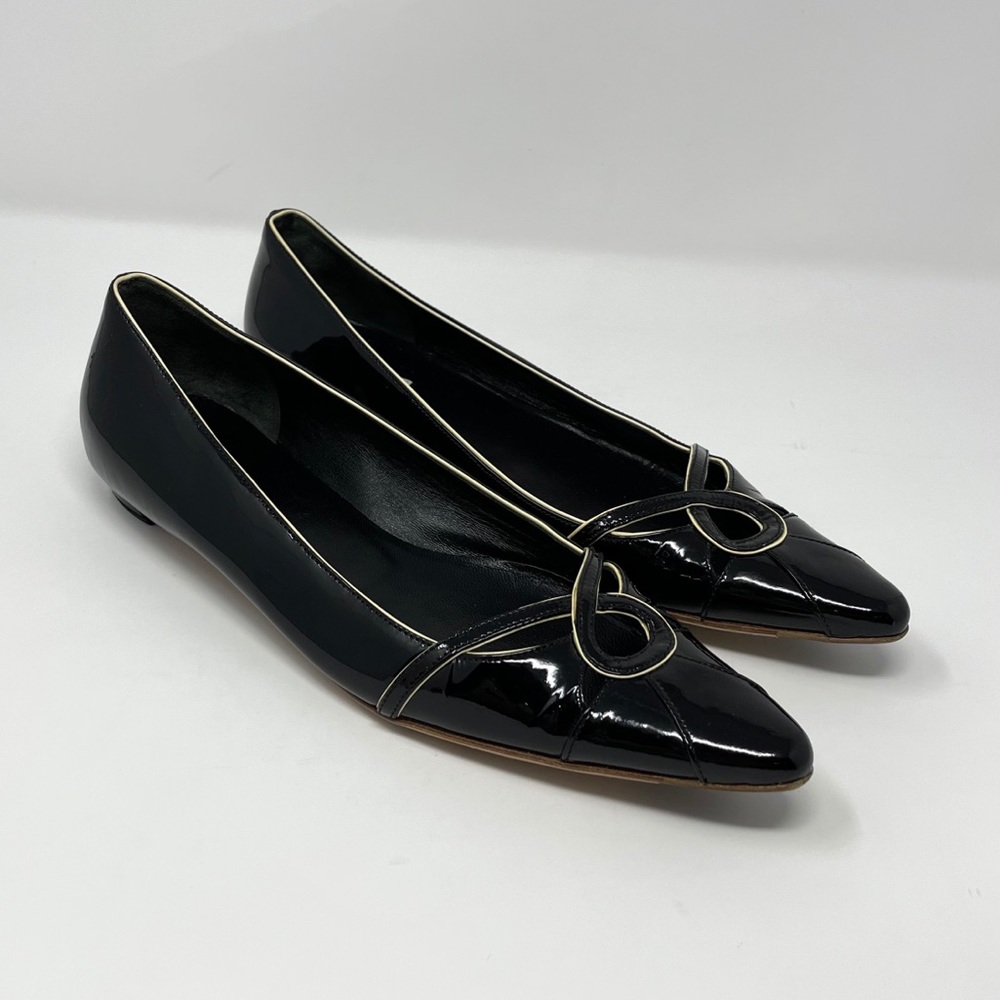 Prada Flats Black Patent Leather Pointed Toe